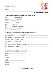 English Worksheet: Revision: beginners