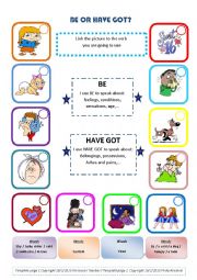 English Worksheet: BE or HAVE GOT 