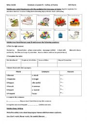 English Worksheet: Lesson 5: Safety at home (part two)