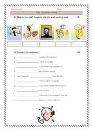 English Worksheet: Question words - Test
