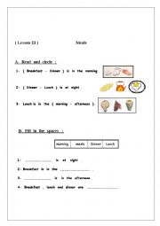 English Worksheet: meals