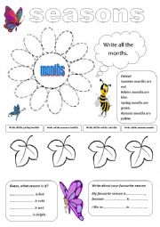 English Worksheet: Seasons,months 