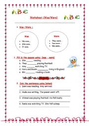 English Worksheet: was/were worksheet