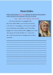 English Worksheet: Paris Hilton / Synonyms
