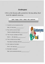 English Worksheet: Antonyms