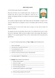 English Worksheet: Johns daily routine