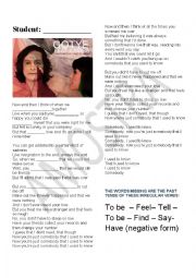 English Worksheet: SIMPLE PAST TENSE - Song SOMEBODY THAT I USED TO KNOW