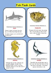 English Worksheet: Fish Flash Cards