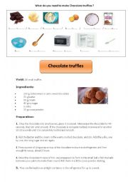 English Worksheet: Chocolate truffles recipe