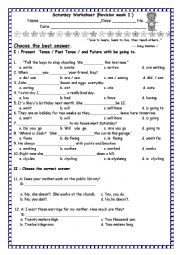 English Worksheet: Grammar Revision 