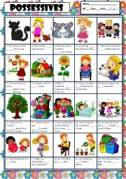 English Worksheet: POSSESSIVE ADJECTIVES + KEY