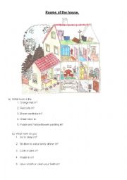 English Worksheet: rooms in the house