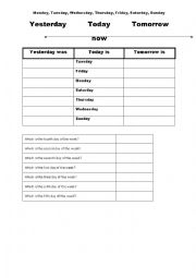 English Worksheet: Days of the week