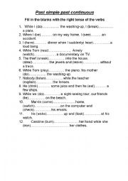English Worksheet: simple past past continuous