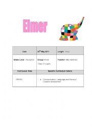 English Worksheet: lesson plan elmer