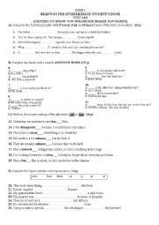English Worksheet: Quiz On The First Two Units of Headway Pre-Intermediate 