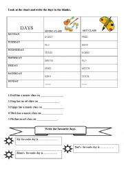 English Worksheet: days of the week