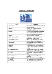 English Worksheet: Museum Vocabulary