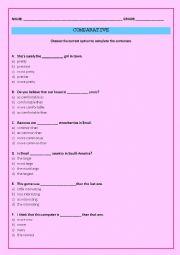 English Worksheet: Comparative