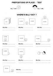 prepositions of place test