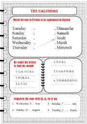 English Worksheet: the calendar