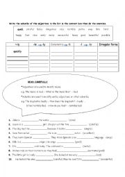 English Worksheet: adjective or adverb, comparatives and superlatives