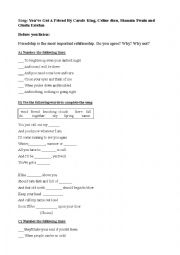 English Worksheet: Youve got a Friend song activity 