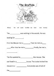 English Worksheet: The Gruffalo cloze test