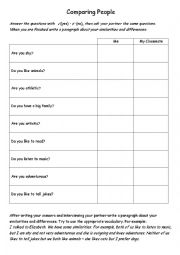 English Worksheet: Comparing People (similarities and differences)