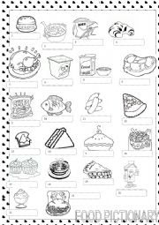 English Worksheet: FOOD PICTIONARY