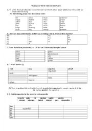 English Worksheet: Working with the dictionary