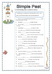 English Worksheet: Simple Past  practice for regular and irregular verbs