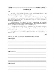 English Worksheet: A day in your life