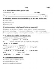 English Worksheet: test present perfect vs past simple