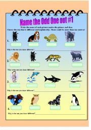 English Worksheet: NAME THE ODD ONE OUT-1