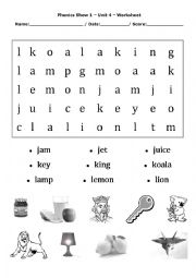 Phonic Show U4 worksheet