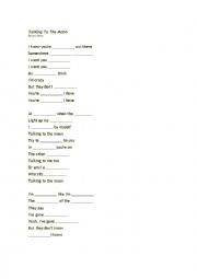 English Worksheet: Song activity - Talking to the moon - Bruno Mars