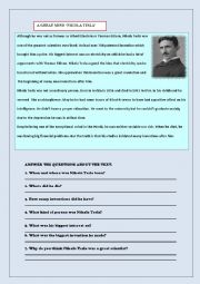 English Worksheet: A Great Mind �Nikola Tesla�