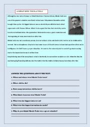 English Worksheet: A Great Mind Nikola Tesla