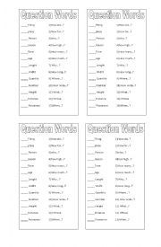 English Worksheet: Question words