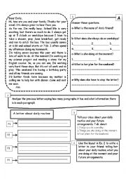English Worksheet: reading and writing about daily routine