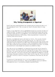 English Worksheet: visiting grandparents