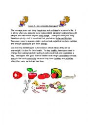 English Worksheet: Am I a healthy teenager