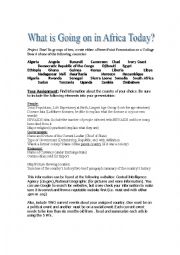 English Worksheet: Africa Today Project