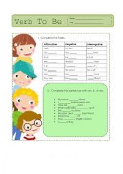 English Worksheet: Verb TO BE