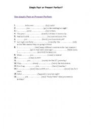 English Worksheet: past simple or present perfect? 