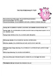 English Worksheet: Pig personality test