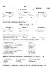 English Worksheet: Verbs to be and to have practise sheet