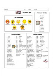 English Worksheet: Numbers and dates
