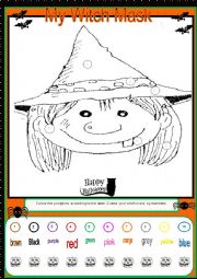 English Worksheet: Halloween Masks 